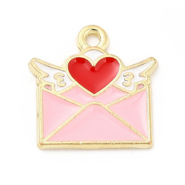 

PandaHall Alloy Enamel Pendants, Light Gold, Envelope with Heart & Wing Charm, Pink, 15x15x1mm, Hole: 1.4mm Alloy+Enamel Others Pink