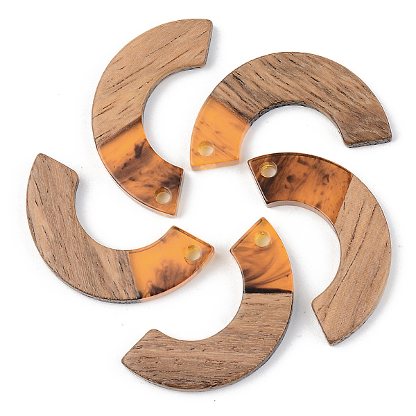 

PandaHall Resin & Walnut Wood Pendants, Arc, Orange, 28x14x3mm, Hole: 2mm Resin+Wood Others Orange