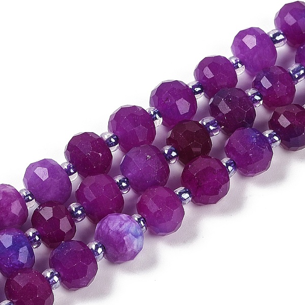 Naturels teints en blanc perles de jade brins