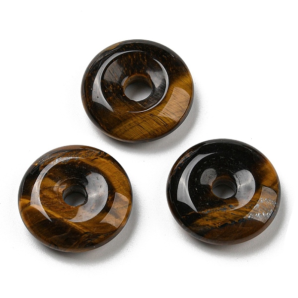 

PandaHall Natural Tiger Eye Pendants, Donut/Pi Disc Charms, 24.5~25x6.5~7mm, Hole: 5~6mm Tiger Eye Donut