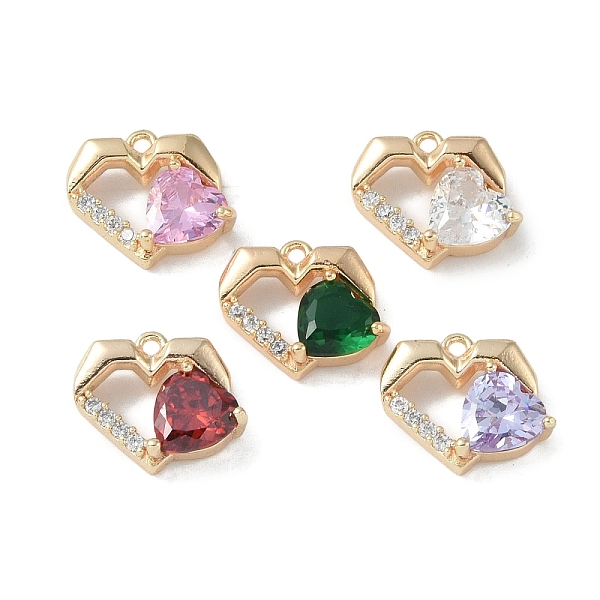 

PandaHall Brass Micro Pave Cubic Zirconia Charms, with Glass, Heart, Mixed Color, Real 18K Gold Plated, 12x14x4mm, Hole: 1.2mm Brass+Cubic..., Multicolor