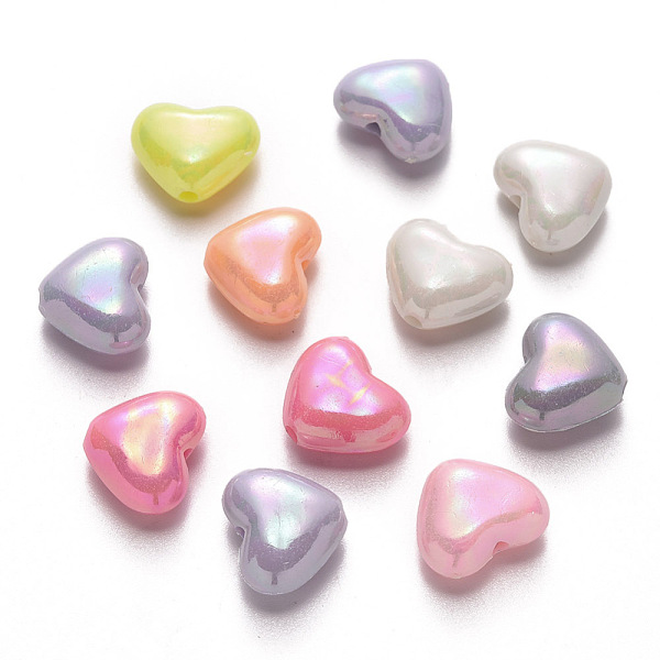 

PandaHall Opaque Acrylic Beads, AB Color Plated, Heart, Mixed Color, 12x14x6.5mm, Hole: 1.8mm, about 840pcs/500g Acrylic Heart Multicolor