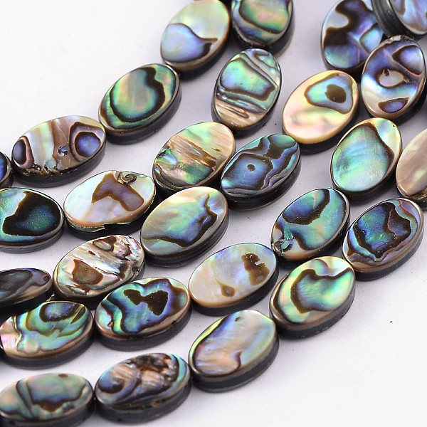 

PandaHall Natural Abalone Shell/Paua Shell Beads Strands, Oval, Colorful, 12x8x3mm, Hole: 0.5mm Paua Shell Oval