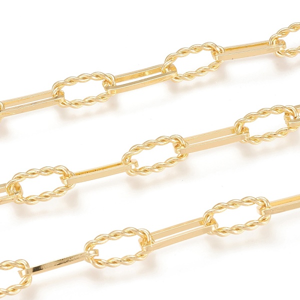 

PandaHall 3.28 Feet Brass Handmade Paperclip Chains, Drawn Elongated Cable Chains, Long-Lasting Plated, Unwelded, Real 18K Gold Plated, Link...