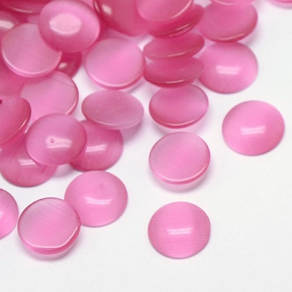 

PandaHall Cat Eye Cabochons, Half Round, Hot Pink, 7x2.5mm Glass Half Round Pink