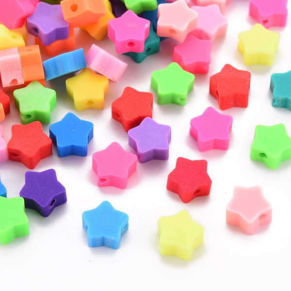 

PandaHall Handmade Polymer Clay Beads, for DIY Jewelry Crafts Supplies, Star, Mixed Color, 9x9~10x4~5mm, Hole: 1.6mm Polymer Clay Star..., Multicolor