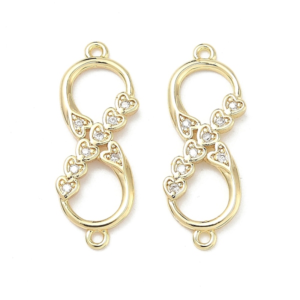 Brass Micro Pave Cubic Zirconia Heart Infinity Connector Charms