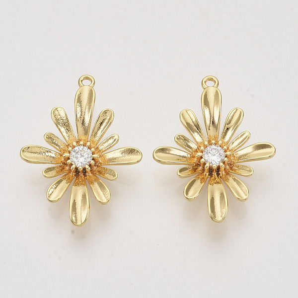 

PandaHall Brass Cubic Zirconia Links connectors, Real 18K Gold Plated, Flower, Clear, Nickel Free, 25.5x19x5mm, Hole: 0.9~1.2mm Brass+Cubic...