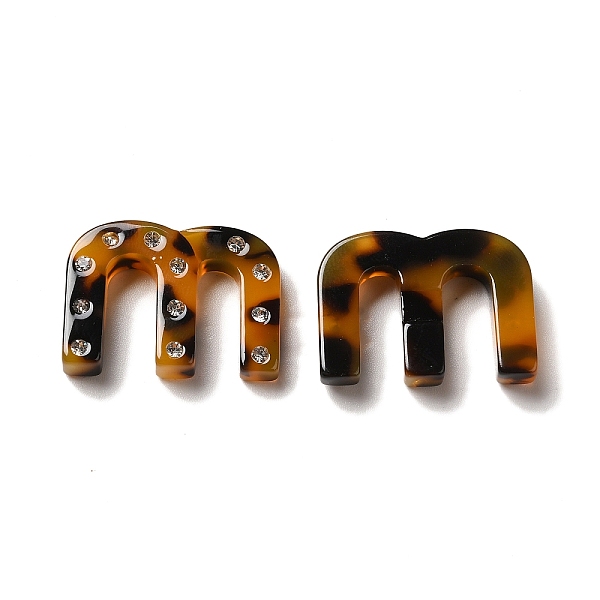 

PandaHall Cellulose Acetate(Resin) Cabochons, with Clear Cubic Zirconia, Letter M, Peru, 19.5x26.5x5mm Cellulose Acetate Letter M Brown