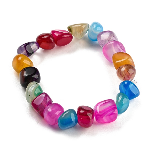

PandaHall Dyed & Heated Natural Agate Nugget Beaded Stretch Bracelets, Colorful, Inner Diameter: 2 inch(5.2cm) Natural Agate Nuggets..., Multicolor