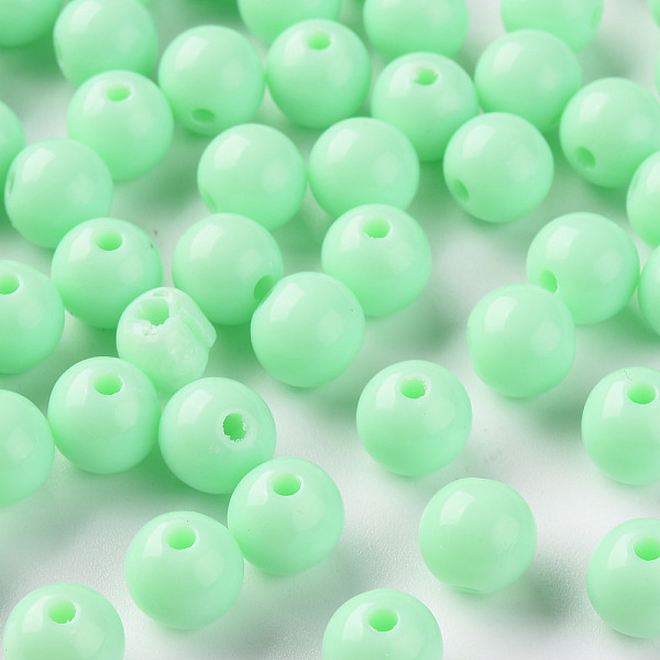 

PandaHall Opaque Acrylic Beads, Round, Aquamarine, 8x7mm, Hole: 2mm, about 1745pcs/500g Acrylic Round Green