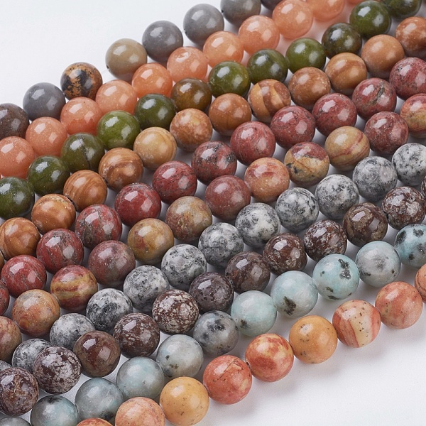 

PandaHall Natural Mixed Gemstone and Dyed Jade Beads Strands, Round, Mixed Color, 10mm, Hole: 1mm, about 39pcs/strand, 15.5 inch Mixed Stone..., Multicolor