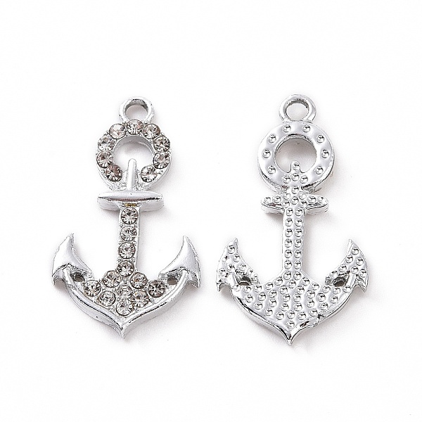 

PandaHall Alloy Pendants, with Crystal Rhinestone, Anchor Charm, Platinum, 23.5x13x2.2mm, Hole: 1.8mm Alloy+Rhinestone Anchor & Helm Clear