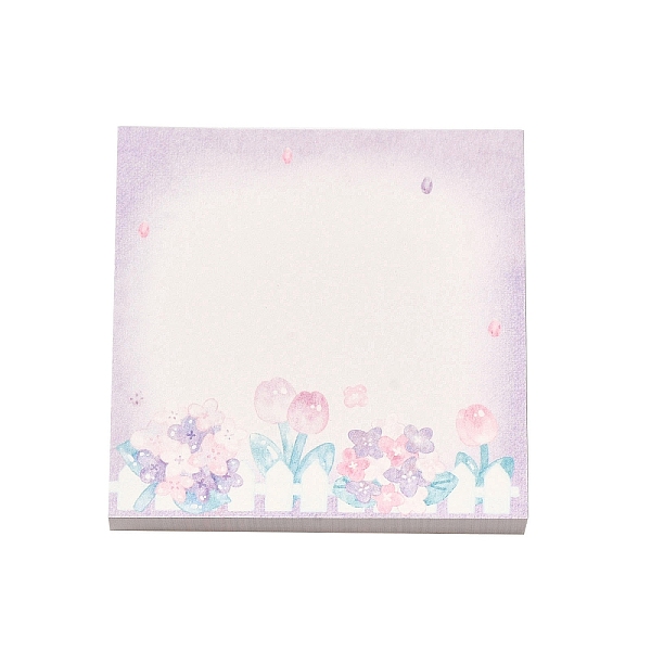 

PandaHall 100 Sheets Flower Pattern Pad Sticky Notes, Sticker Tabs, for Office School Reading, Square, Plum, 80x80x0.1mm Paper Square Purple