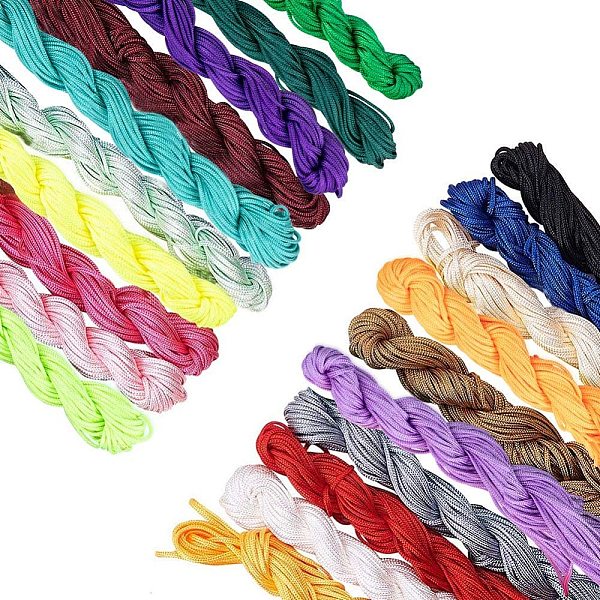 

PandaHall Nylon Thread, Mixed Color, 1.5mm, about 14m/bundle, 16bundles/set Nylon Multicolor