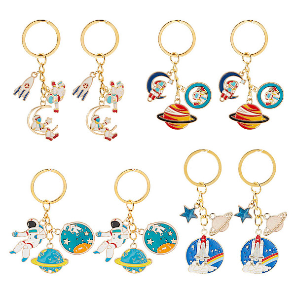 

PandaHall AHANDMAKER 8 Pcs Astronaut Planets Keychains, Enamel Star Moon Rocket Space Theme Keychain Pendants Outer Space Party Accessories..., Multicolor