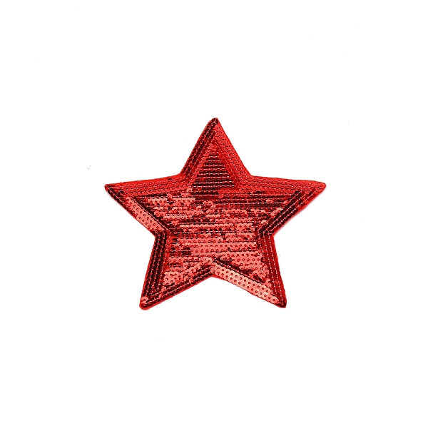 PandaHall Computerized Embroidery Cloth Iron on/Sew on Patches, Costume Accessories, Paillette Appliques, Star, Dark Red, 148x148x1mm Cloth...