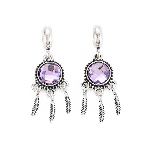 

PandaHall Rack Plating Alloy European Dangle Charms, with Resin, Large Hole Beads, Cadmium Free & Nickel Free & Lead Free, Woven Net/Web..., Purple