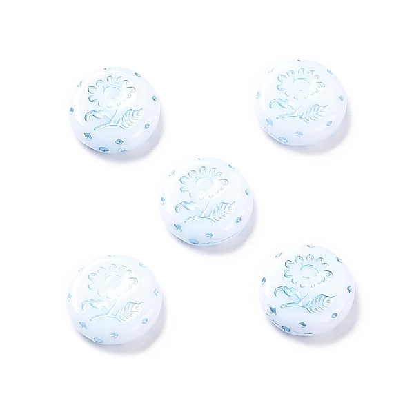 

PandaHall Opaque Acrylic Beads, Metal Enlaced, Flat Round with Flower Pattern, White, 17.5~18x5~5.5mm, Hole: 1.8mm, about 399pcs/500g...