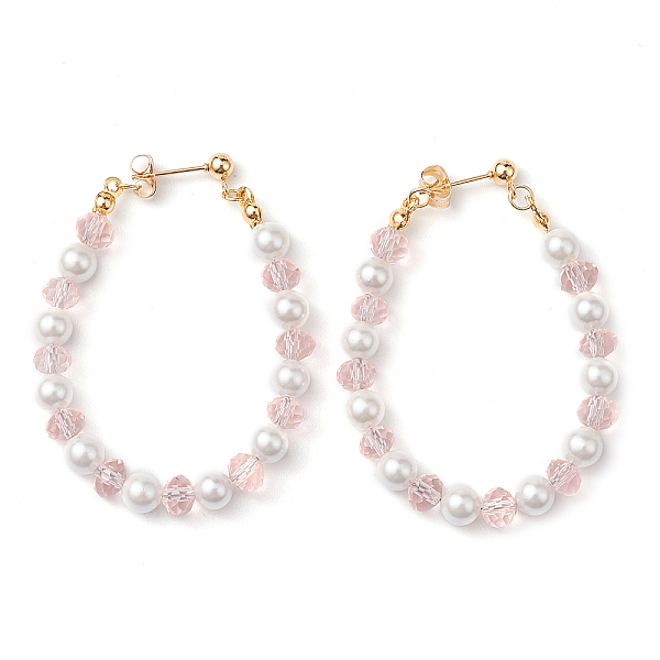 

PandaHall Shell Pearl Ear Studs, with Glass Beads, Ring, Colorful, Golden, 55x6mm Shell Pearl Ring
