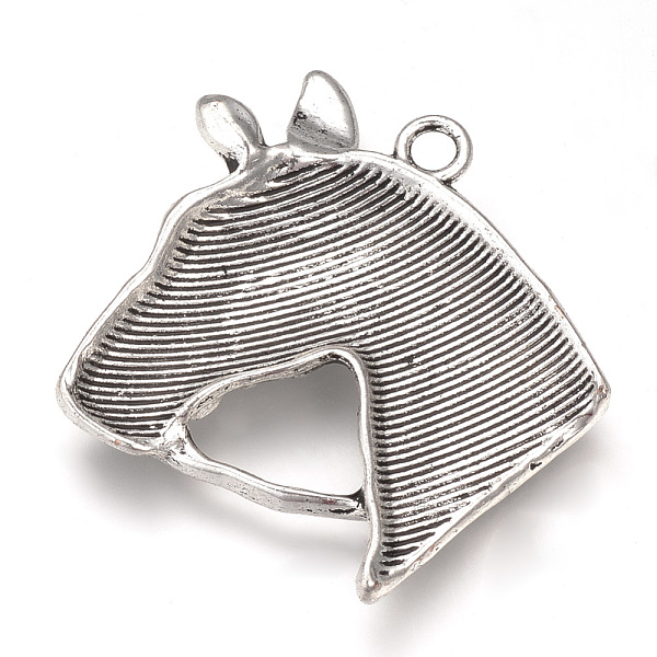 

PandaHall Tibetan Style Alloy Pendants, Horse Head, Cadmium Free & Nickel Free & Lead Free, Antique Silver, 44x40x7mm, Hole: 3mm Alloy Horse