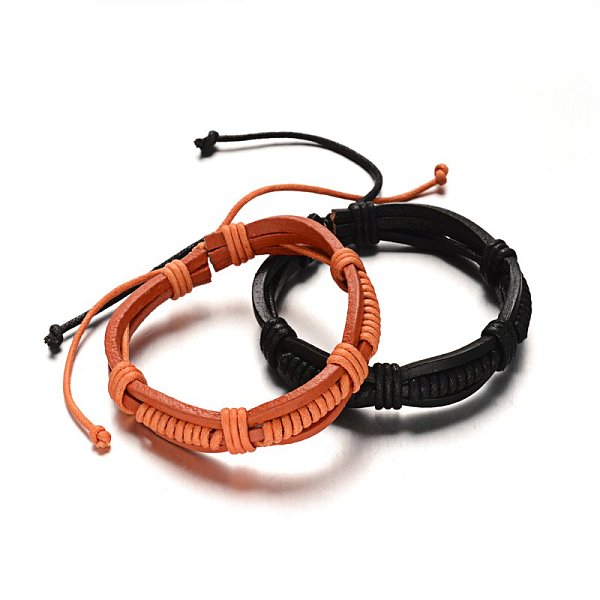 

PandaHall Adjustable Leather Cord Bracelets, Mixed Color, 56mm, 13x9mm Leather Multicolor