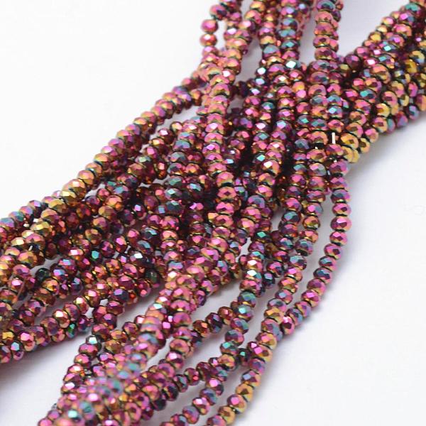 

PandaHall Electroplate Glass Beads Strands, Full Plated, Faceted, Rondelle, Multi-color Plated, 2.5x1.5mm, Hole: 0.5mm, about...