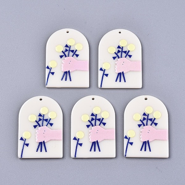 

PandaHall Acrylic Pendants, 3D Printed, Arched with Hand with Dandelion, Linen, 40x27x2.5mm, Hole: 1.6mm Acrylic Others Brown