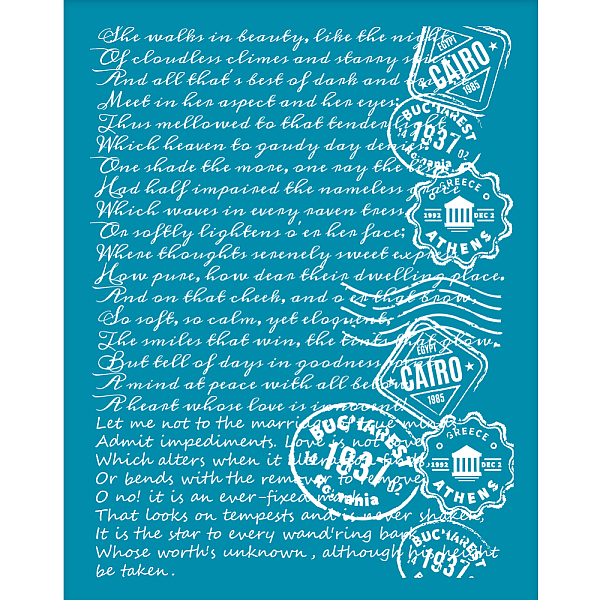 

PandaHall Silk Screen Printing Stencil, for Painting on Wood, DIY Decoration T-Shirt Fabric, Word, 100x127mm Nylon Word Cyan