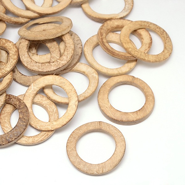 

PandaHall Wood Jewelry Findings Coconut Linking Rings, BurlyWood, 38x2~5mm Coconut Ring Orange