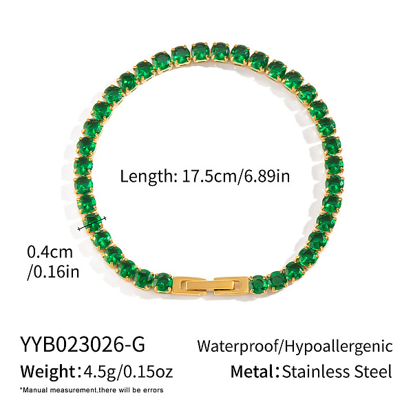 Bracciale tennis da 4MM in acciaio inox 304 con pavé di zirconi cubici da donna