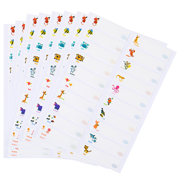 

PandaHall CRASPIRE 640pcs Bottle Labels Daycare Labels Animal Tiger Octopus Kangaroo Waterproof Name Sticker Self-Laminating Write-On Paper...