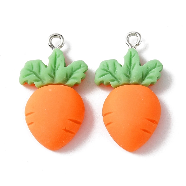 

PandaHall Opaque Resin Pendants, with Platinum Tone Iron Findings, Carrot, Dark Orange, 28x15.5x7mm, Hole: 2mm Iron+Resin Vegetables