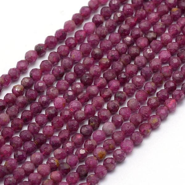 

PandaHall Natural Ruby/Red Corundum Beads Strands, Faceted, Round, 3.5mm, Hole: 0.6mm, about 112pcs/strand, 15.35 inch(39cm) Ruby Round