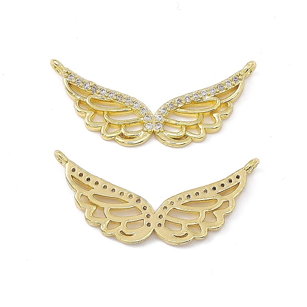 

PandaHall Brass Micro Pave Clear Cubic Zirconia Connector Charms, Wing Links, Real 18K Gold Plated, 13.5x29x2mm, Hole: 1.2mm Brass+Cubic...