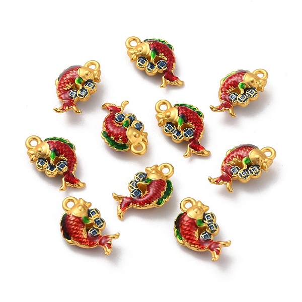 

PandaHall Alloy Enamel Pendants, Matte Gold Color, Fish, Red, 16x9.5x4.8mm, Hole: 1.4mm Alloy+Enamel Fish Red