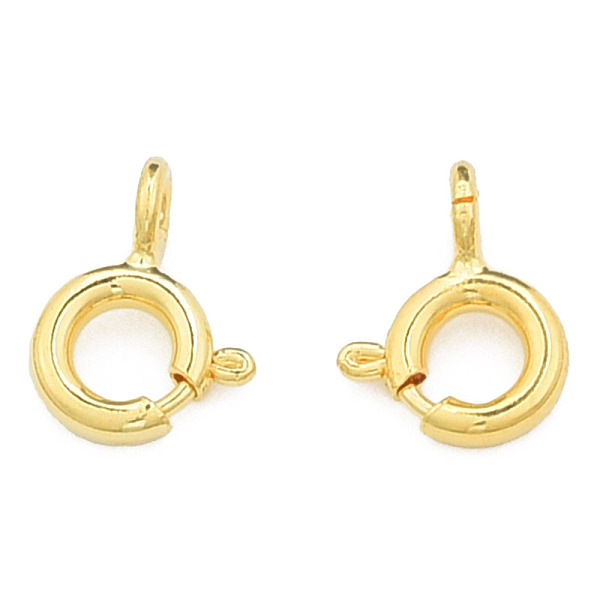 

PandaHall Brass Spring Ring Clasps, Nickel Free, Real 14K Gold Plated, 8x6x1mm, Hole: 1.6mm Brass