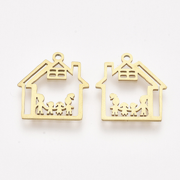 

PandaHall 201 Stainless Steel Pendants, Laser Cut Pendants, House with Family, Golden, 17.5x16.5x1mm, Hole: 1.4mm 201 Stainless Steel...