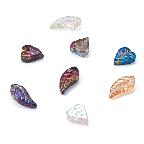 

PandaHall FASHEWELRY Electroplate Glass Beads, Leaf, Mixed Color, 200pcs/box Glass Leaf Multicolor