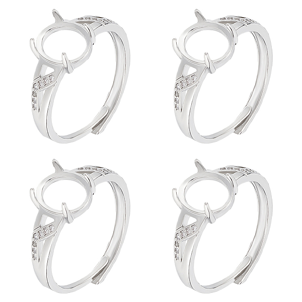 

PandaHall Beebeecraft 1 Box 4Pcs Prong Ring Settings Adjustable 4 Claw Ring Blanks Finger 9.5x8mm Tray Ring Components for Jewellery Making...