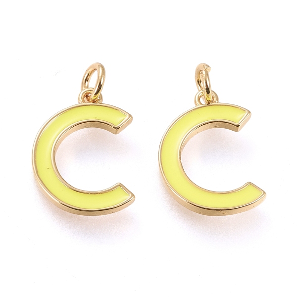 

PandaHall Brass Enamel Pendants, with Jump Ring, Long-Lasting Plated, Real 18K Gold Plated, Letter.C, Champagne Yellow, Letter.C, C...