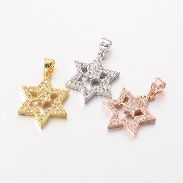 

PandaHall Star of David Brass Micro Pave Cubic Zirconia Pendants, for Jewish, Lead Free & Nickel Free, Mixed Color, 20x18x3mm, Hole: 3x4mm...