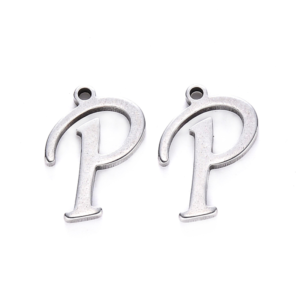 

PandaHall 201 Stainless Steel Charms, Laser Cut, Stainless Steel Color, Letter.P, 14x9.5x1mm, Hole: 1mm 201 Stainless Steel Letter P