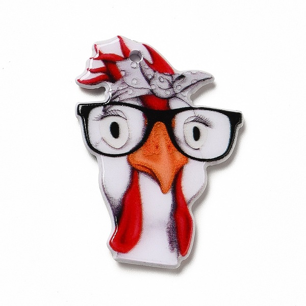 

PandaHall Cartoon Printed Acrylic Pendants, Rooster, 36x26x2.5mm, Hole: 1.8mm Acrylic Rooster Red