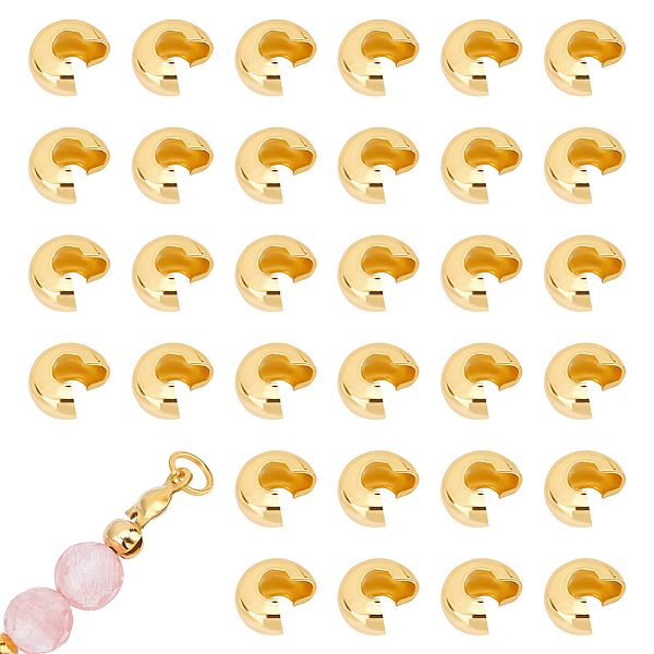 

PandaHall UNICRAFTALE 100pcs 4.5mm Stainless Steel Crimp Bead Golden Knot Covers End Tip Half Round Open Beads Metal Bead for DIY Bracelet...