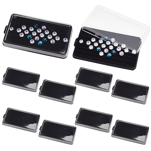 

PandaHall 100-Hole Rectangle Clear Plastic Loose Diamond Storage Box, Crystal Gems Storage Case with Velvet Inside, Black, 12.4x6.7x0.8cm...
