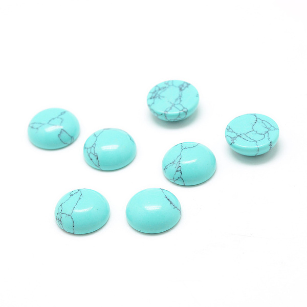 

PandaHall Dyed Synthetic Turquoise Gemstone Cabochons, Half Round, 18x6.5mm Synthetic Turquoise Half Round