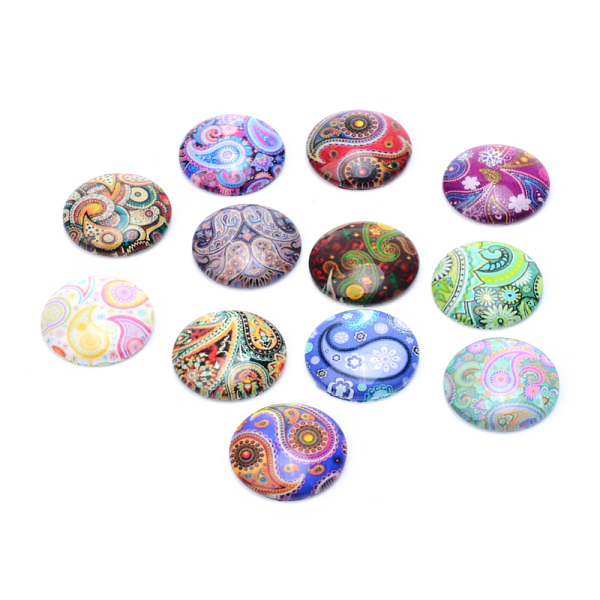 

PandaHall Glass Cabochons, For DIY Projects, Half Round/Dome, Mixed Color, 12x4mm Glass Half Round Multicolor