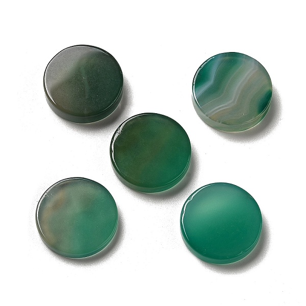 

PandaHall Natural Green Onyx Agate Cabochons, Dyed & Heated, Flat Round, 20x3.6~5.1mm Green Onyx Agate Flat Round