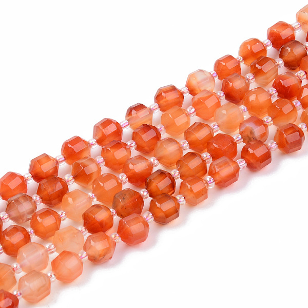 

PandaHall Natural Carnelian Beads Strands, Round, Faceted, 7~8x8mm, Hole: 1.2mm, about 38~40pcs/strand, 15.16inch(38.5cm) Carnelian Round